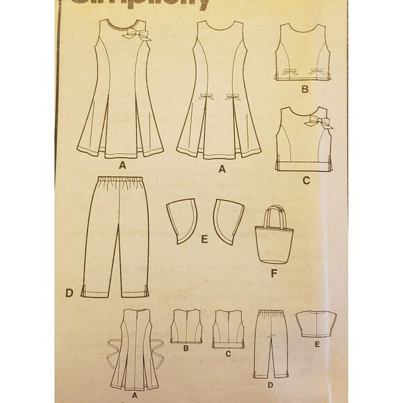 Girls Capri Pants, Dress Or Top, Bolero, Bag Used Sewing Pattern Simplicity 4251 - Picture 2 of 5